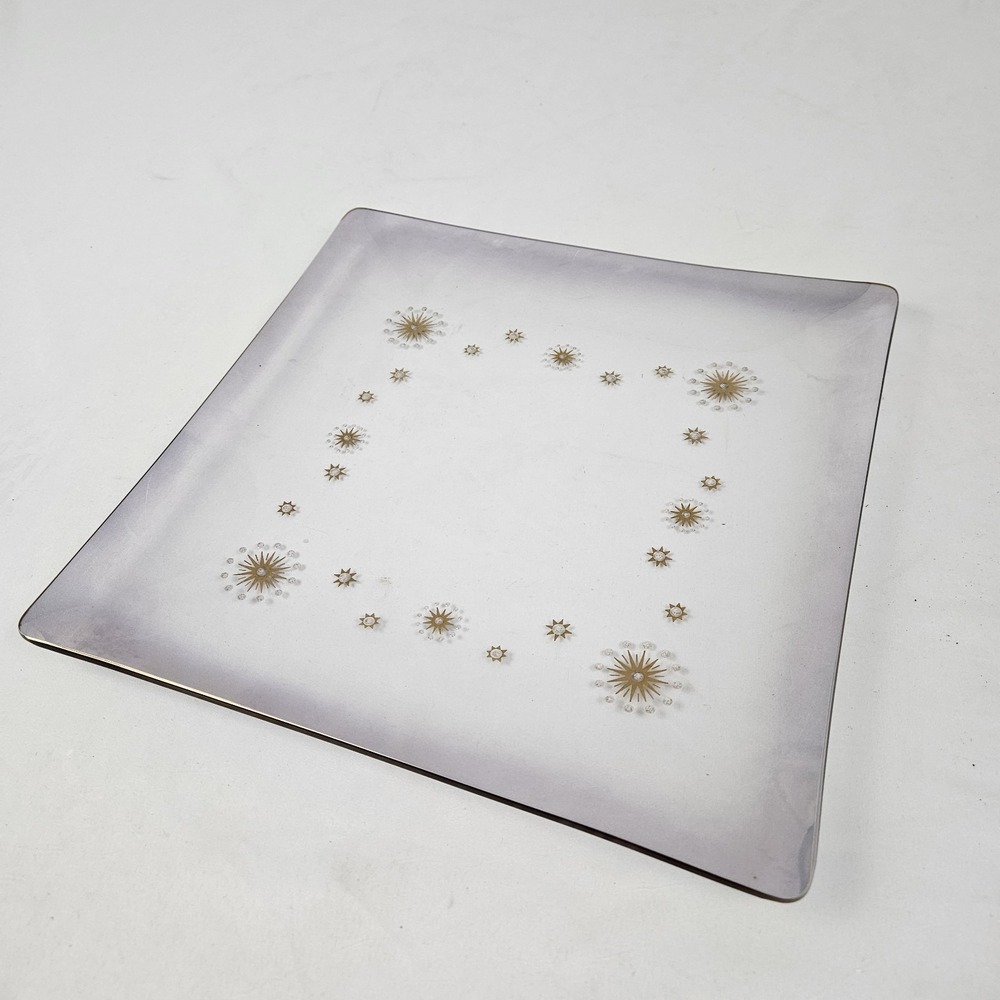 Dorothy Thorpe Glama Tray Glass Starburst Atomic Vintage Mid-Century Modern